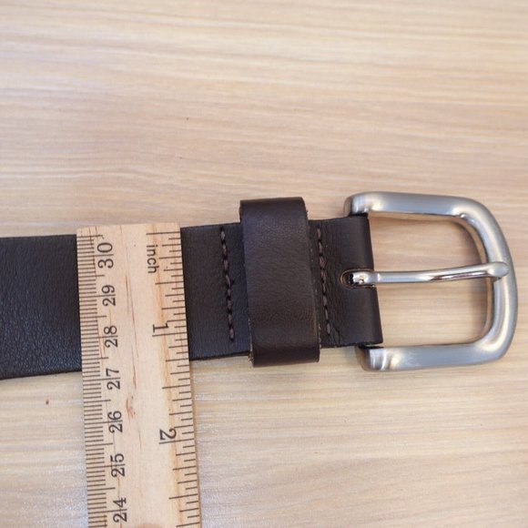 Classic Belt Adult Size‎ 32 Brown Leather Basic Jeans Dress Dark Genuine BASS - Picture 8 of 10